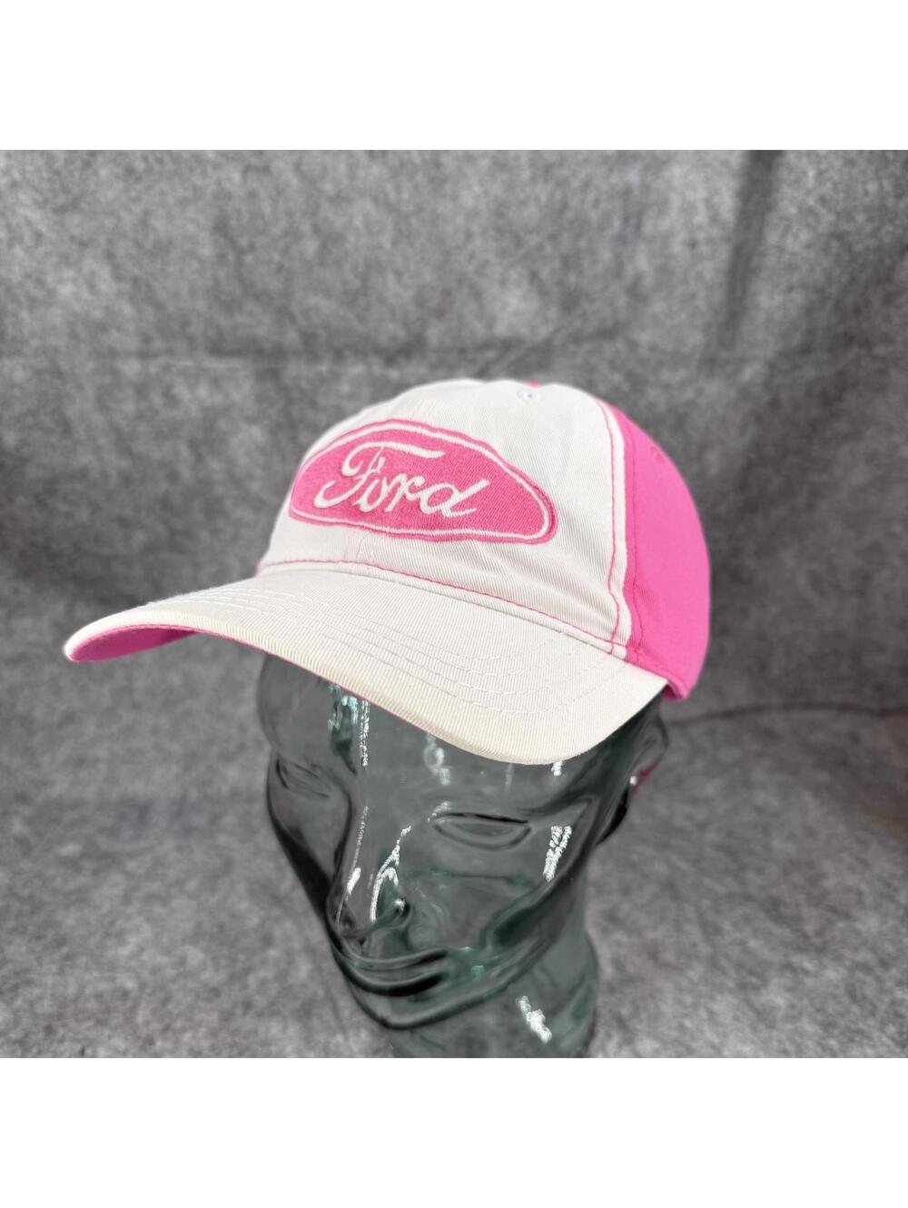 Ford Mustang Women’s Adjustable Size Cap Hat Pink White EUC 760
